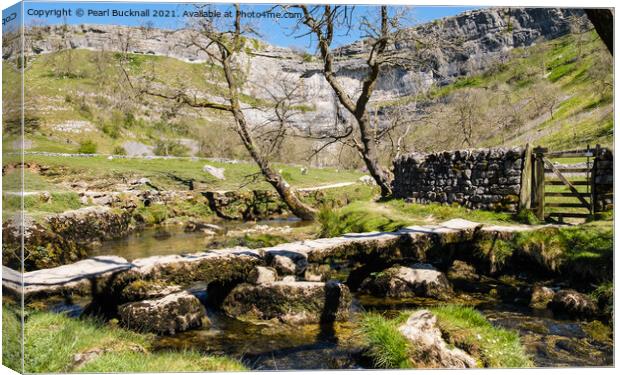 Malham Beck and Malham Cove Yorkshire Dales Canvas Print by Pearl Bucknall
