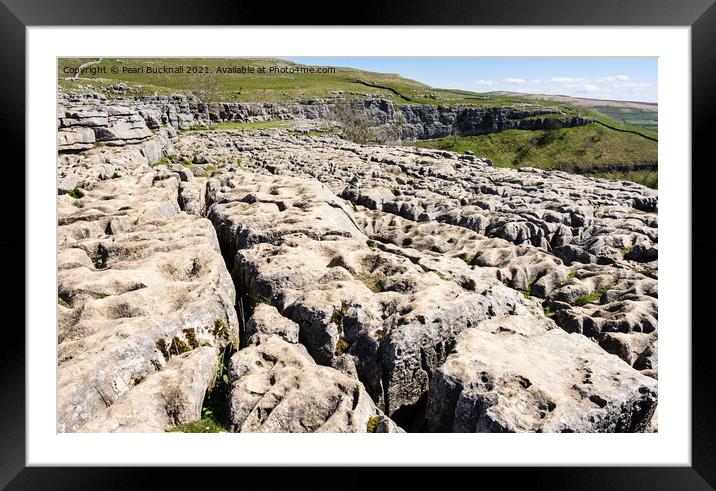 Limestone Pavement Above Malham Cove Yorkshire Framed Mounted Print by Pearl Bucknall