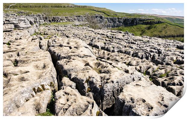 Limestone Pavement Above Malham Cove Yorkshire Print by Pearl Bucknall