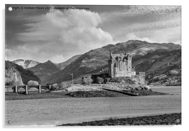 Eilean Donan Castle seen from the north monochrome Acrylic by Graham Moore