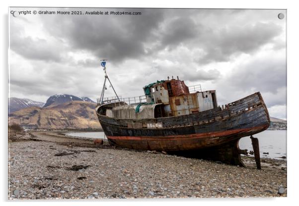 Ship wreck at Corpach Acrylic by Graham Moore