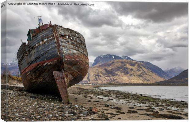 Ship wreck at Corpach Canvas Print by Graham Moore