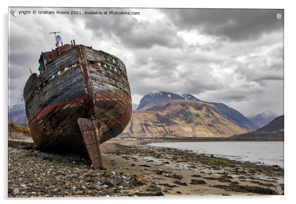 Ship wreck at Corpach Acrylic by Graham Moore