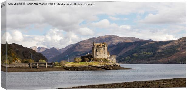 Eilean Donan Castle seen from the north panorama Canvas Print by Graham Moore