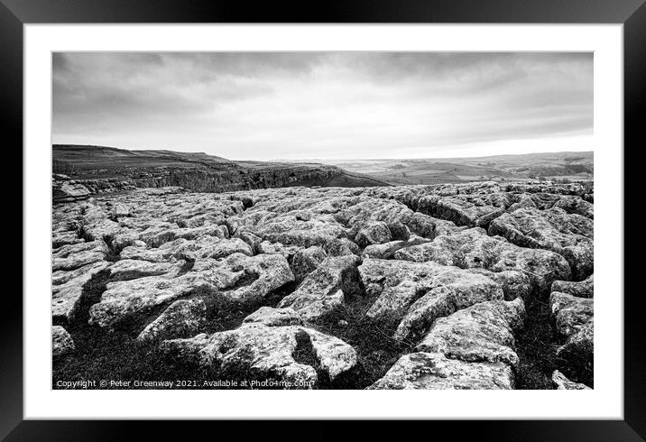 The Limestone Pavement On Top Of Malham Cove, York Framed Mounted Print by Peter Greenway