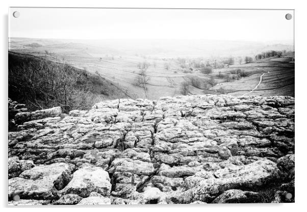 The Limestone Pavement On Top Of Malham Cove, York Acrylic by Peter Greenway