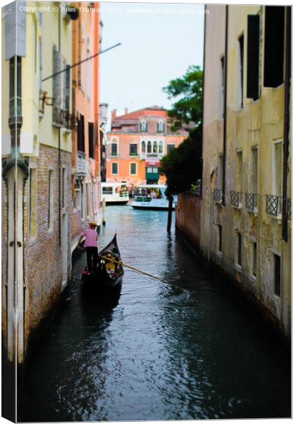Gondola in Venice Canvas Print by Jules D Truman