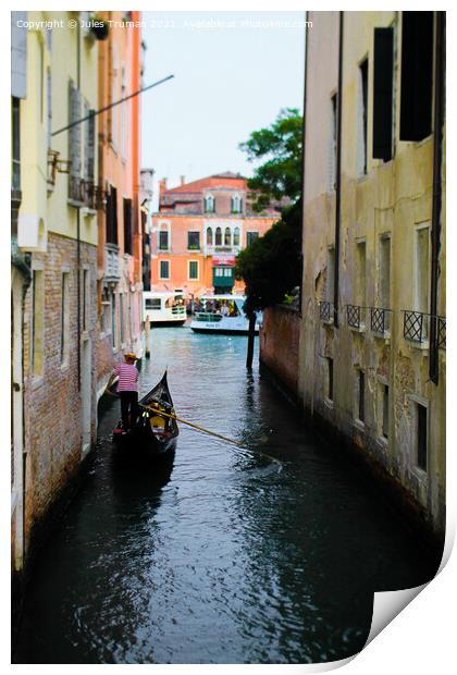 Gondola in Venice Print by Jules D Truman