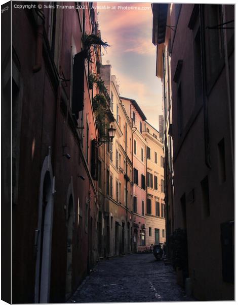 Street in Rome #1 Canvas Print by Jules D Truman