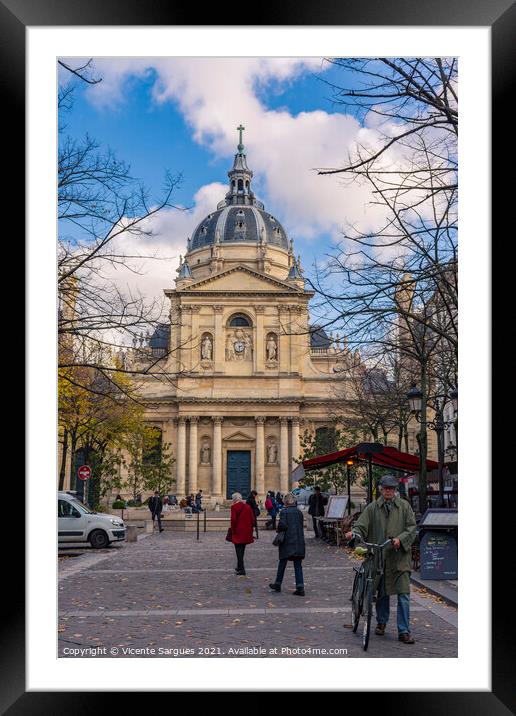 People walking in front of the chapel Framed Mounted Print by Vicente Sargues
