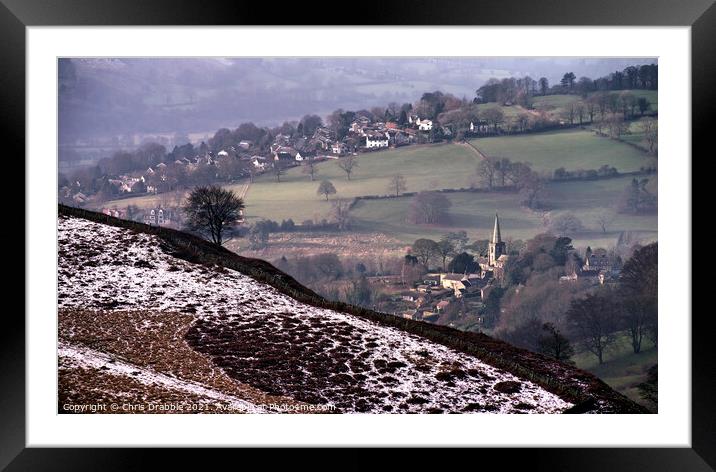 Hathersage and St Michael and all Angels Church Framed Mounted Print by Chris Drabble