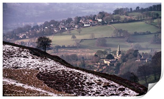 Hathersage and St Michael and all Angels Church Print by Chris Drabble