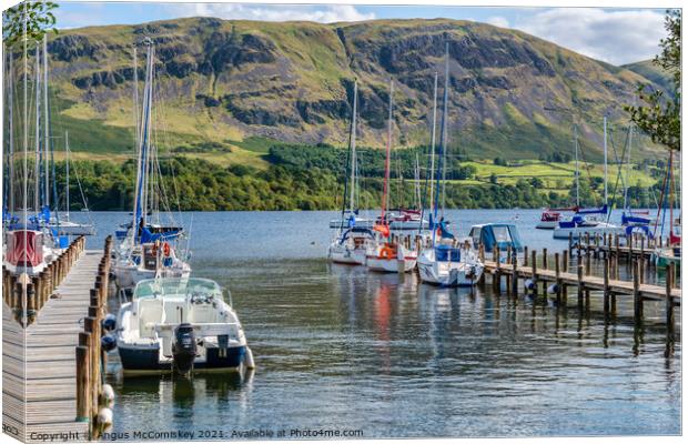 Yachts moored at Fair Field Marina on Ullswater Canvas Print by Angus McComiskey