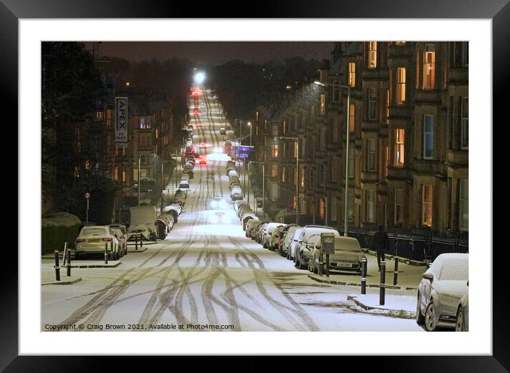 Edinburgh City Snow Framed Mounted Print by Craig Brown