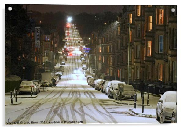 Edinburgh City Snow Acrylic by Craig Brown