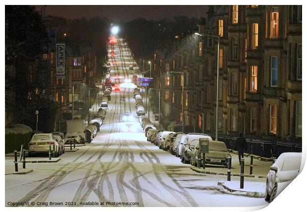 Edinburgh City Snow Print by Craig Brown