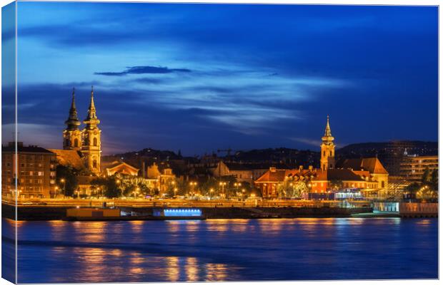 River View of Budapest City at Twilight Evening Canvas Print by Artur Bogacki