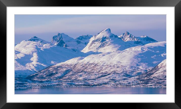 Norway Mountains near Tromso Framed Mounted Print by John Frid