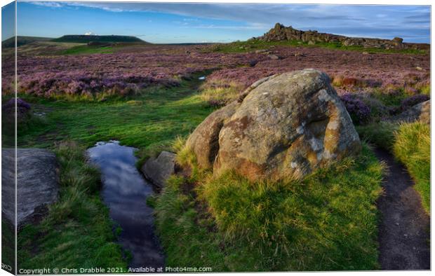 Higger Tor and Over Owler Tor at last light Canvas Print by Chris Drabble