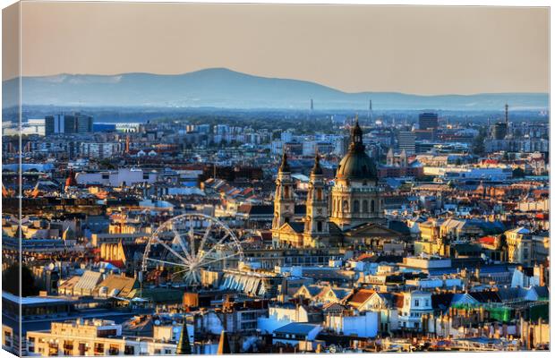 View Over Budapest City At Sunset Canvas Print by Artur Bogacki