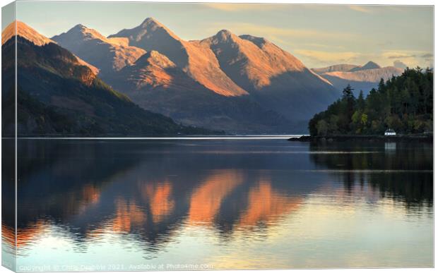 The Five Sister's reflected in Loch Alsh Canvas Print by Chris Drabble