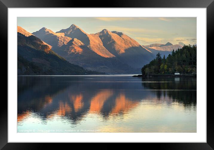 The Five Sister's reflected in Loch Alsh Framed Mounted Print by Chris Drabble