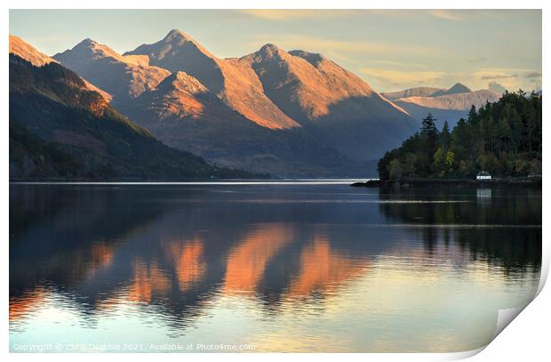 The Five Sister's reflected in Loch Alsh Print by Chris Drabble