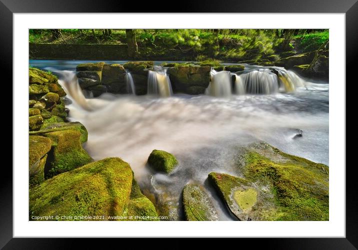 The waterfall at Yorkshire Bridge Framed Mounted Print by Chris Drabble