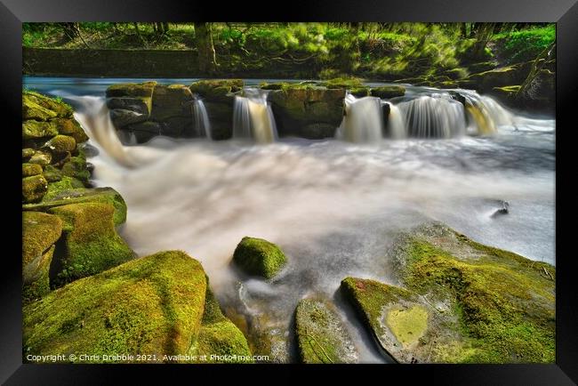 The waterfall at Yorkshire Bridge Framed Print by Chris Drabble