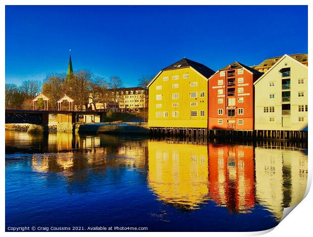 Canal buildings in Norway Print by Wall Art by Craig Cusins