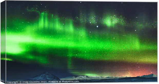Aurora over Myvatn, Iceland Canvas Print by Wall Art by Craig Cusins