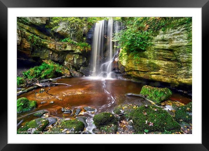 Waterfall at Routin Lynn Framed Mounted Print by Chris Drabble