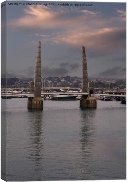 Torquay Harbour Foot Bridge Blades Of Light Canvas Print by rawshutterbug 