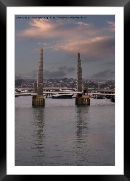 Torquay Harbour Foot Bridge Blades Of Light Framed Mounted Print by rawshutterbug 