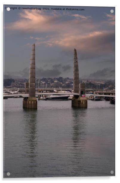 Torquay Harbour Foot Bridge Blades Of Light Acrylic by rawshutterbug 