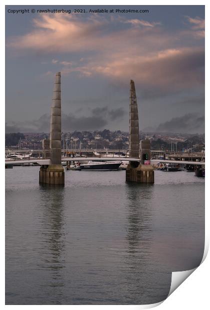 Torquay Harbour Foot Bridge Blades Of Light Print by rawshutterbug 