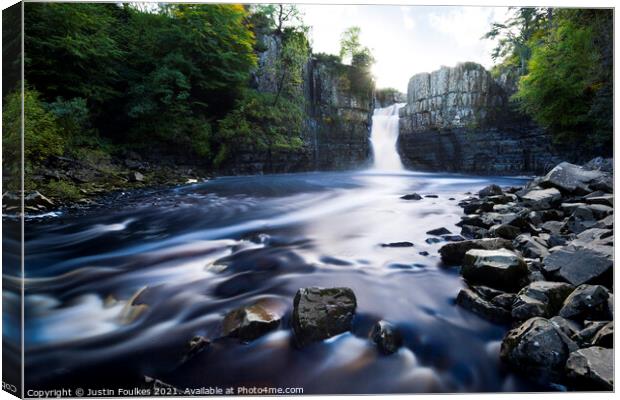 High Force waterfall, River Tees, County Durham Canvas Print by Justin Foulkes