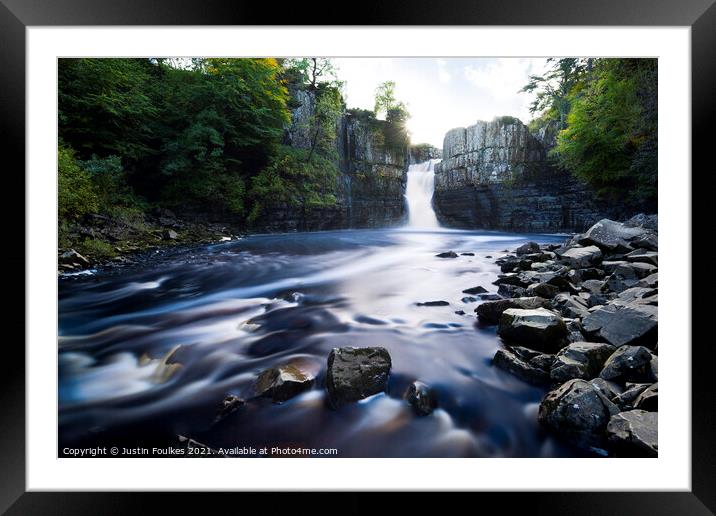 High Force waterfall, River Tees, County Durham Framed Mounted Print by Justin Foulkes