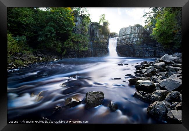 High Force waterfall, River Tees, County Durham Framed Print by Justin Foulkes