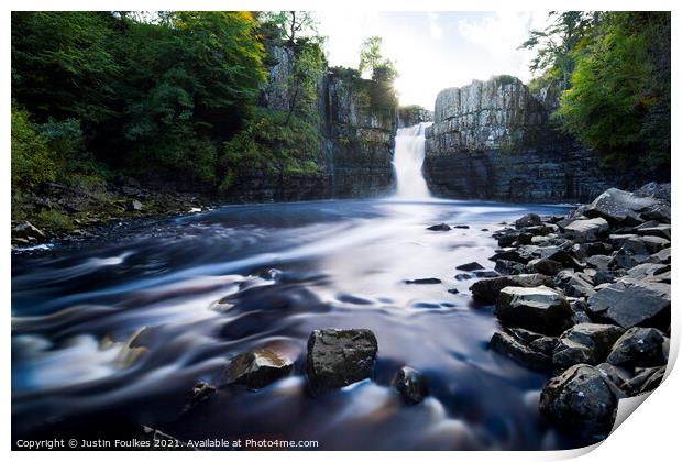 High Force waterfall, River Tees, County Durham Print by Justin Foulkes