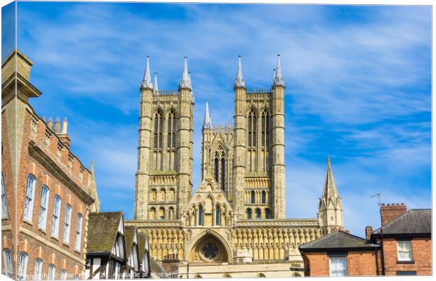 Lincoln Cathedral Towers Blue Sky Canvas Print by Allan Bell