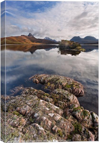Loch Bad a Ghaill and  Inverpolly Hills Scotland Canvas Print by Barbara Jones