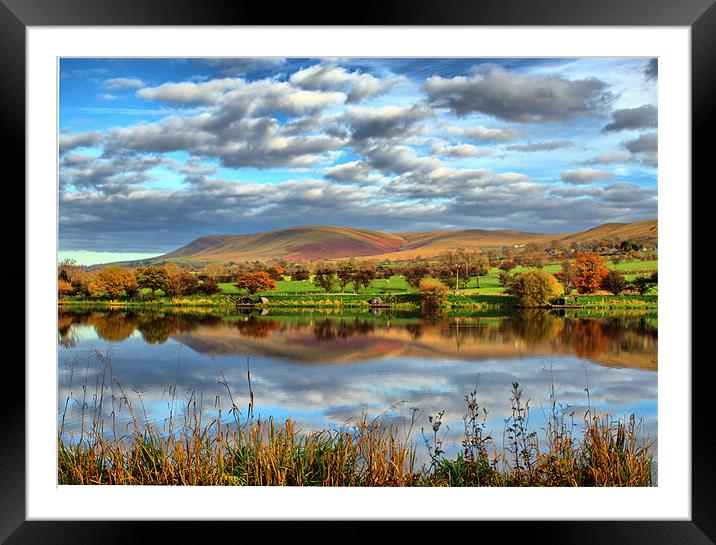 The Fishing Lake ~ Pendle Hill Framed Mounted Print by Sandi-Cockayne ADPS