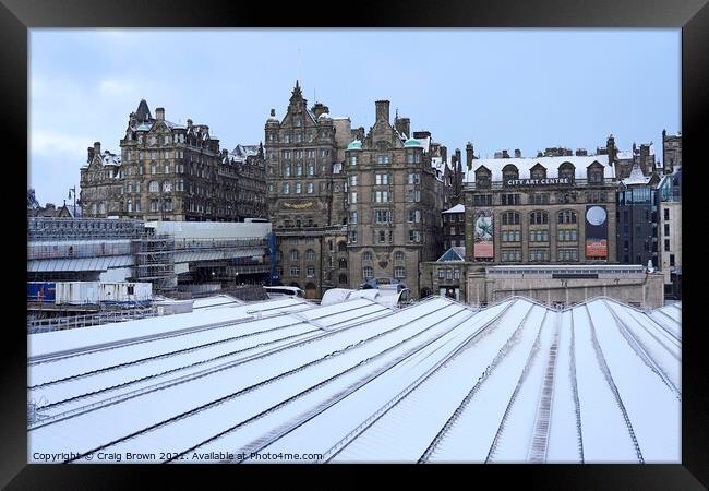 Edinburgh Old Town Snow Framed Print by Craig Brown