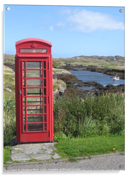 Telephone box on Barra Acrylic by Christine Birch