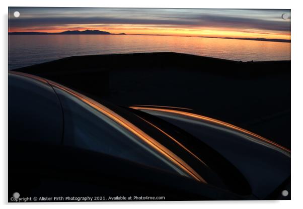 Evening reflection on car Acrylic by Alister Firth Photography