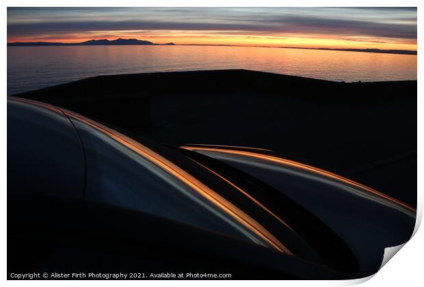 Evening reflection on car Print by Alister Firth Photography