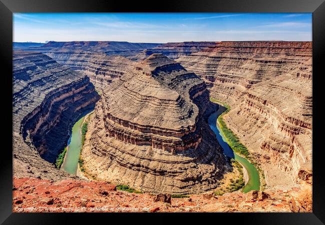 Great Goosenecks Rock Formation San Juan River Mexican Hat Utah Framed Print by William Perry