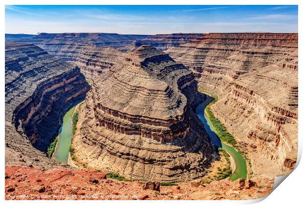 Great Goosenecks Rock Formation San Juan River Mexican Hat Utah Print by William Perry