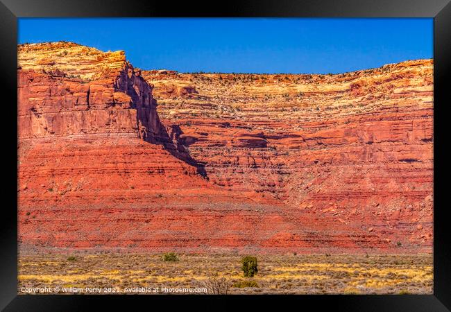 Colorful Valley of Gods Red Cliffs Mexican Hat Utah Framed Print by William Perry